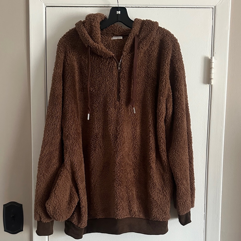 Cozy Brown Fleece Hoodie